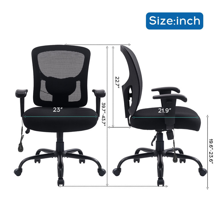 Symple Stuff Big and Tall Ergonomic Task Chair For Home and Office